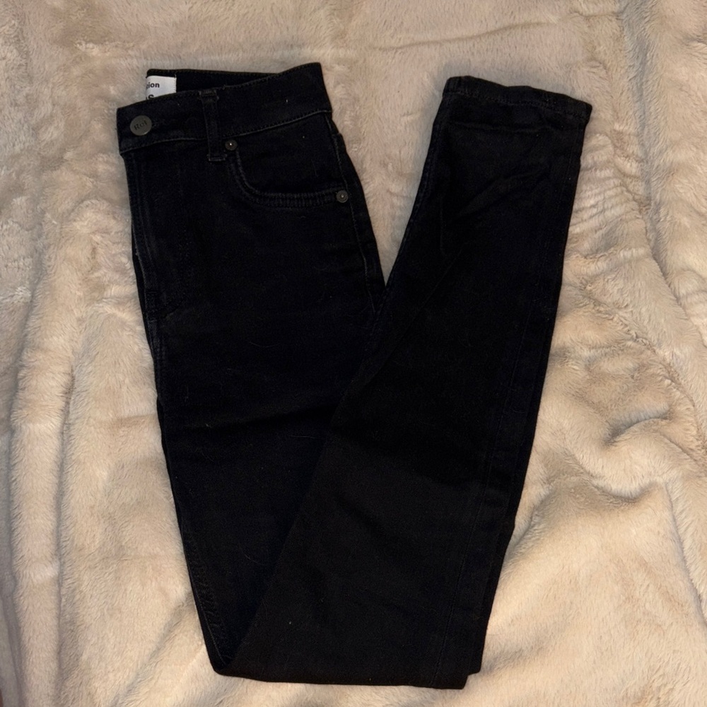 Reformation Black Harper High Rise Skinny Jeans 24